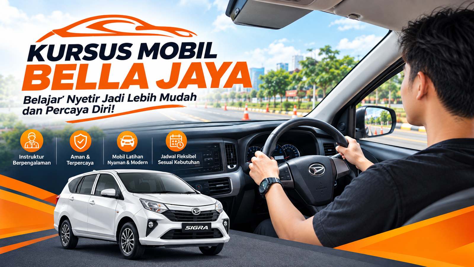 Instruktur mengajar kursus mobil Bella Jaya